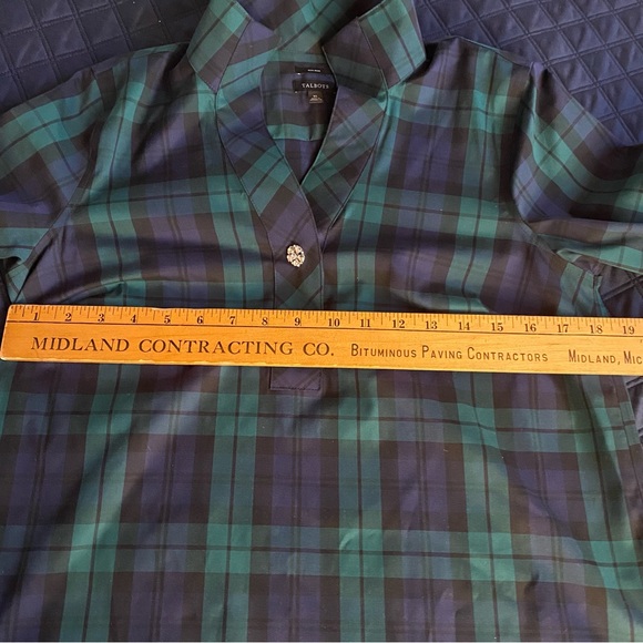 Talbots rhinestone black watch plaid festive blouse - Picture 10 of 11